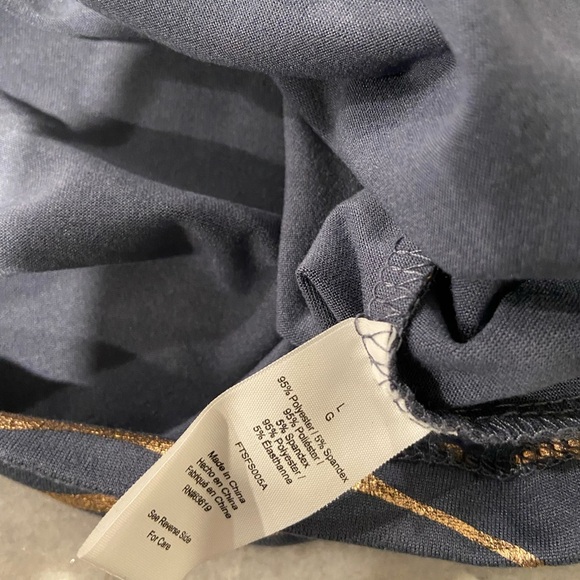 Thalia Sodi Size L Blue Copper Metallic Zebra Print Popover Henley Top Very Soft - Picture 11 of 11